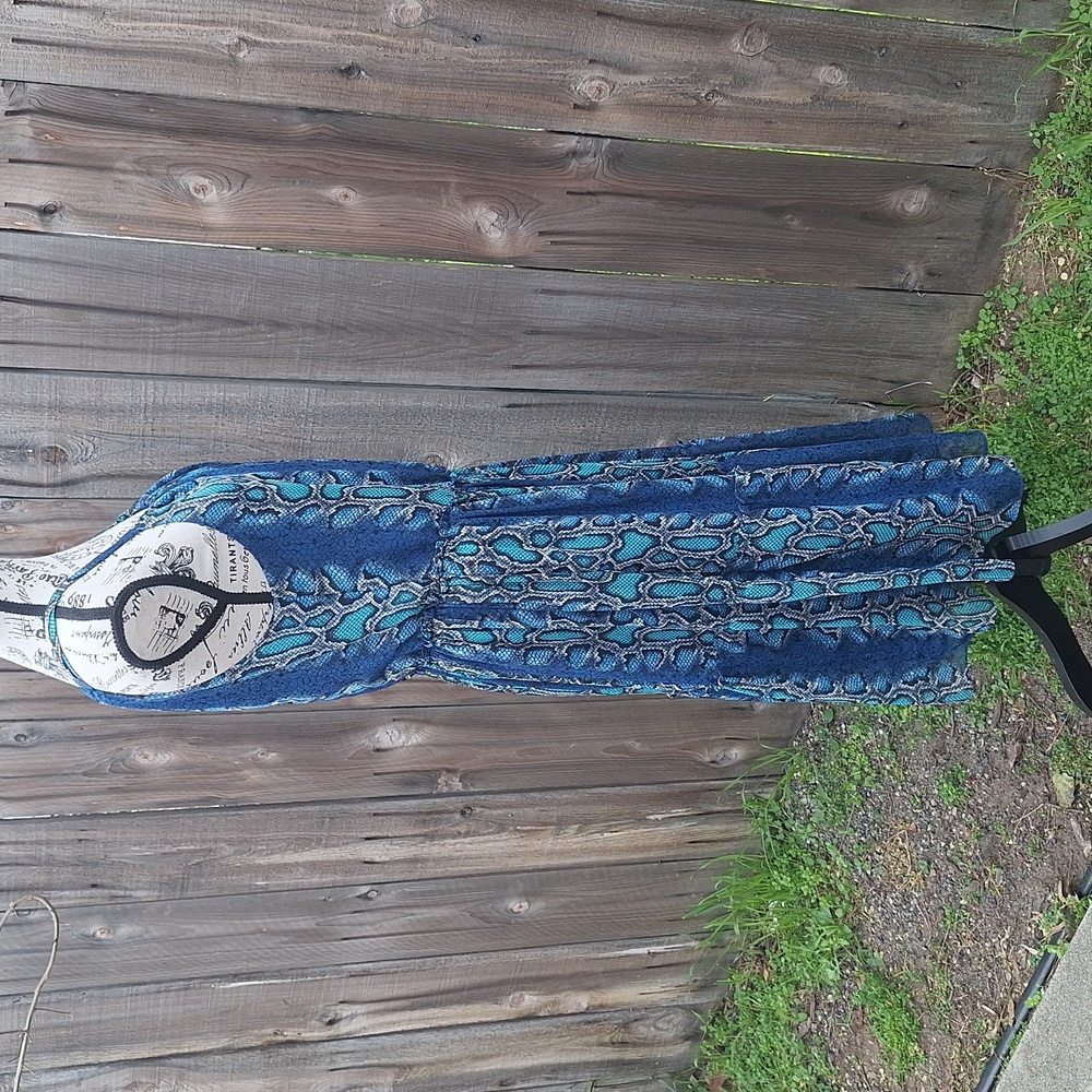 Sundance Blue Snake Python Print Tiered Halternec… - image 7